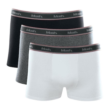 Kit de Cuecas Boxer Mash Algodão Elástico - 3 Unidades - Masculina