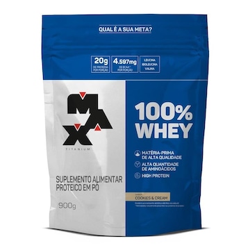 100% Whey Protein Max Titanium Refil - Cookies & Cream - 900g