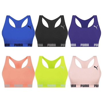 Kit Top Fitness Puma Nadador sem Costura - 6 unidades - Feminino