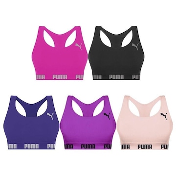 Kit Top Fitness Puma Nadador Sem Costura - Feminino - 5 Unidades