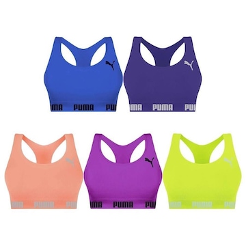 Kit Top Fitness Puma Nadador Sem Costura - Feminino - 5 Unidades