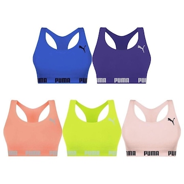 Kit Top Fitness Puma Nadador Sem Costura - Feminino - 5 Unidades