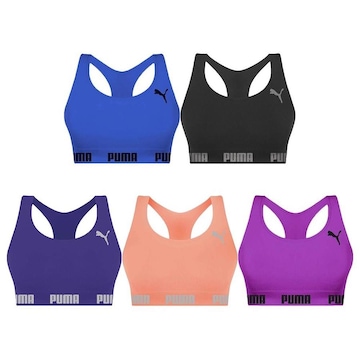 Kit Top Fitness Puma Nadador Sem Costura - Feminino - 5 Unidades