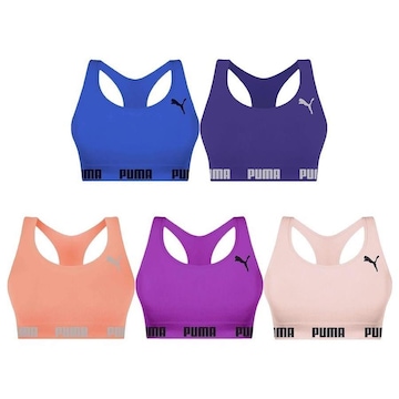 Kit Top Fitness Puma Nadador Sem Costura - Feminino - 5 Unidades