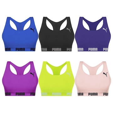 Kit Top Fitness Puma Nadador sem Costura - 6 unidades - Feminino