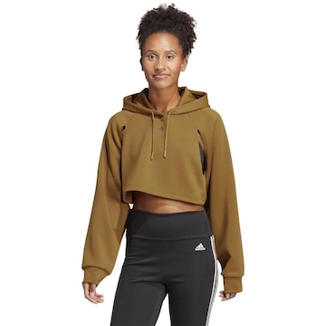 Blusão de Moletom com Capuz Cropped adidas Hiit Aeroready - Feminino