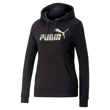 Blusão de Moletom Canguru Puma Essentials Novashine French Terry Hoodie Black - Feminino