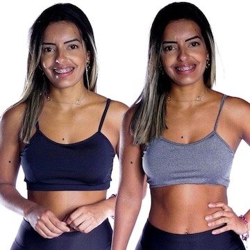 Kit Top Fitness Belmento Alcinha com Bojo Fitness Academia Esporte Lazer - 2 Unidades - Feminino