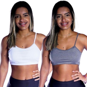 Kit Top Fitness Belmento Alcinha com Bojo Fitness Academia Esporte Lazer - 2 Unidades - Feminino