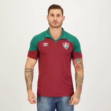 Camisa Polo do Fluminense Viagem 2023 Grena Umbro - Masculina