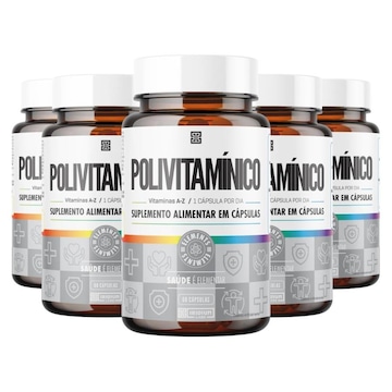 Kit Polivitamínico Iridium Labs Elements 100% IDR - 60 cápsulas - 5 unidades