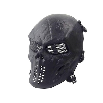 Máscara Airsoft Tático NTK Full Face Skull Lente Metal