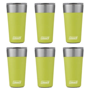 Kit de Copos Térmico Coleman com Tampa - 600ml - 6 Unds Light Green