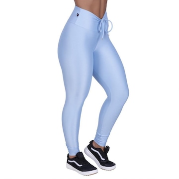 Calça Legging Orbis Fitness Detalhe Detalhe Cadarço Cós Poliamida Brilho Acetinado - Feminina