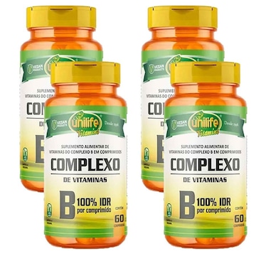 Kit 4x Vitamina Complexo B Unilife Vegana 500 mg 240 comprimidos