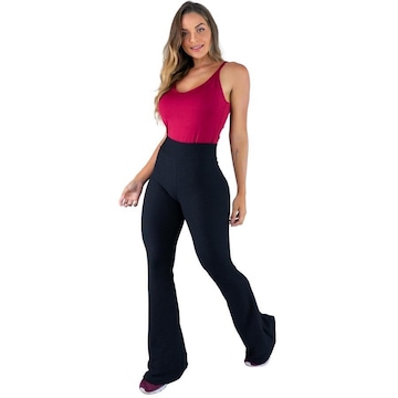 Calça Flare Pantalona Tecido Bolha Cintura Alta Mvb Modas - Feminina