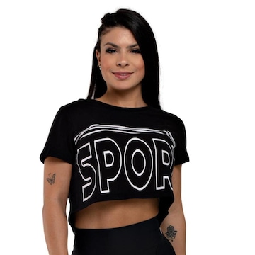 Blusa Cropped Fitness Básico Hoopfit Academia - Feminina