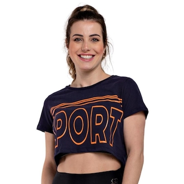 Blusa Cropped Fitness Básico Hoopfit Academia - Feminina