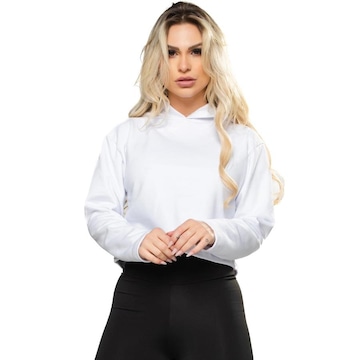 Blusão de Moletom Cropped com Capuz MVB Modas Flanelado - Feminino