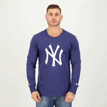 Camiseta New Era Manga Longa MLB New York Yankees Logo - Masculina