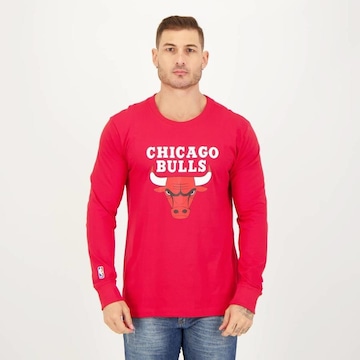 Camiseta New Era Manga Longa NBA Chicago Bulls Logo - Masculina