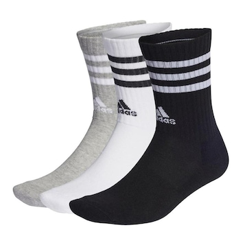 Kit de Meia adidas Adulto Cano Alto 3 Listras - 3 Pares