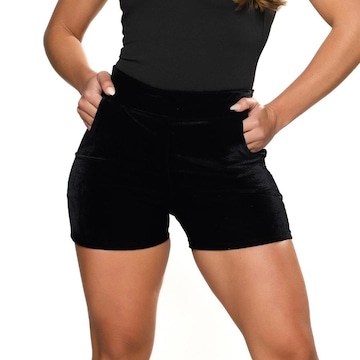 Shorts MVB Modas Cintura Alta Veludo Molhado - Feminino