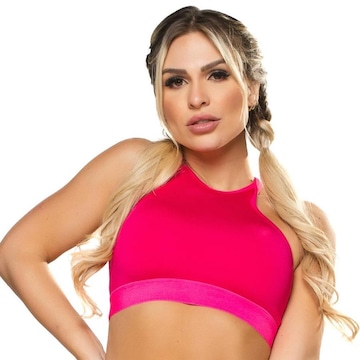 Top Fitness Cropped MVB Modas Suplex Cruzado Decote Recorte - Feminino