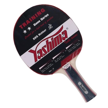 Raquete de Tênis de Mesa Yashima ITTF 82028 Clássica 2 Estrelas Borracha Lisa XX5 com Esponja