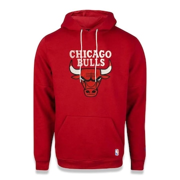 Blusão de Moletom com Capuz Canguru Chicago Bulls NBA Feltro Logo - Masculino