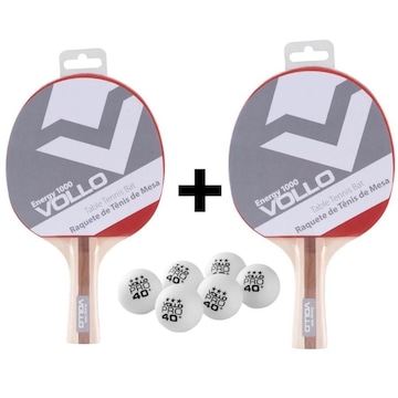 Kit Vollo Raquete Ping Pong Energy 1000 + 6 Bolinha 3 Estrelas - 2 unidades
