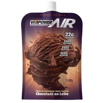 Pasta de Amendoim Sorvete VitaPower - Chocolate ao Leite Sache - 80g