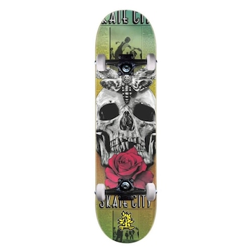 Skate Iniciante Wood Light Skull Flower