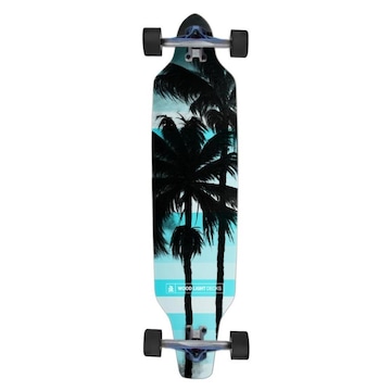 Skate Longboard Wood Light Montado Palm Tree Blue