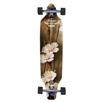 Skate Longboard Wood Light Montado Flower White
