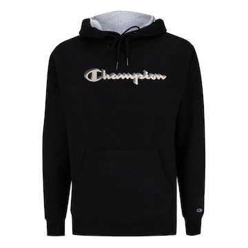 Blusão de Moletom com Capuz Champion Canguru Shadow Script - Masculino