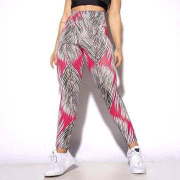 Calça Legging Honey Be Fitness Estampada Penas fundo - Feminina