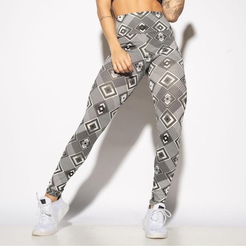 Calça Legging Honey Be Fitness Estampada Quadrados s - Feminina