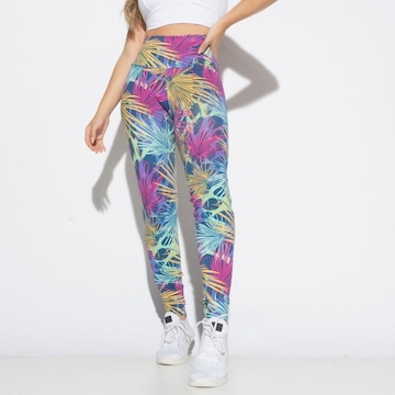 Calça Legging Honey Be Fitness Estampada Folhagem - Feminina