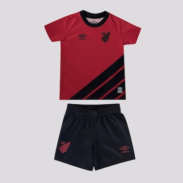 Kit do Athletico Paranaense I 2023 Umbro: Calção + Camisa - Infantil