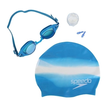 Kit de Natação Speedo Swim SLC: Touca Slim + Óculos Freestyle SLC + Protetor de Ouvido - Adulto