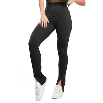 Calça Fitness MVB Modas Montaria Pantalona com Fenda Peluciada - Feminina