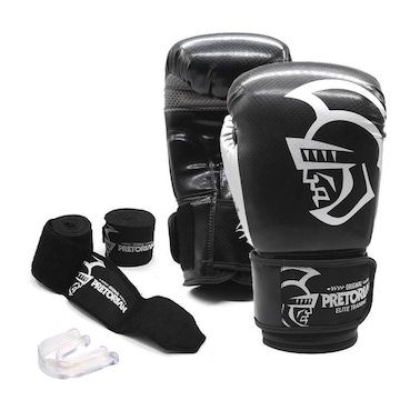 Kit de Boxe Pretorian: Bandagem + Protetor Bucal + Luvas de Boxe Elite - 10 OZ - Adulto