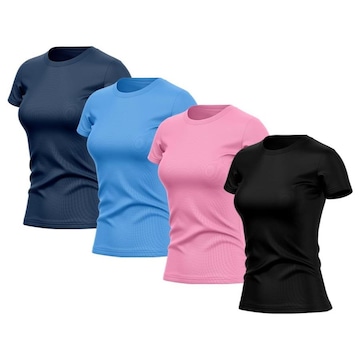 Kit de Camisas Térmica Adriben Dry Fit com Proteção Solar Academia - 4 Unidades - Feminina