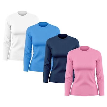 Kit de Camisas Térmica Adriben Dry Fit Manga Longa com Proteção Solar - 4 Unidades - Feminino