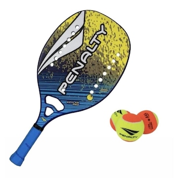 Kit Raquete de Beach Tennis Penalty Profissional Kevlar XXII + 3 Bolas - Adulto