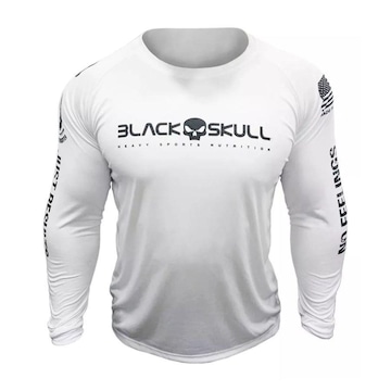 Camiseta Black Skull Manga Longa Dry Fit Soldado Bope - Masculina