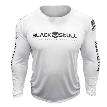 Camiseta Black Skull Manga Longa Dry Fit - Masculina