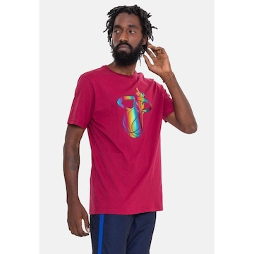 Camiseta Nba Rainbow Logo Miami Heat Vinho - Masculina