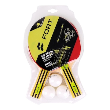 Kit Tênis de Mesa Fort Pro 2 Raquetes + 3 Bolas